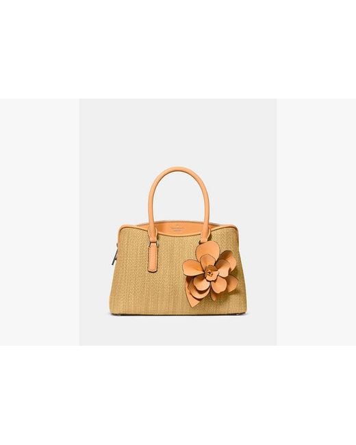 Kate Spade Metallic Kate Spade Thompson Street Straw Small Satchel Bag With Charm