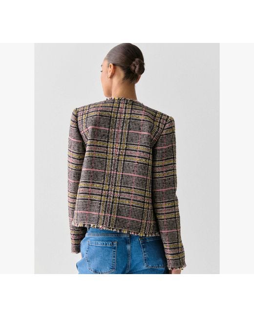Kate Spade Outlet Black Enamel Button Tweed Jacket