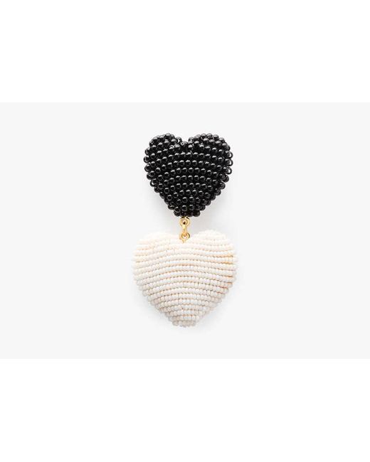 Kate Spade Black Heart You Beaded Double Drop Earrings, Neutral