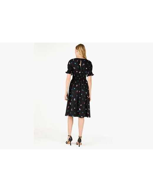 Kate Spade Black Chinoiserie Buds Puff-Sleeve Blaire Dress