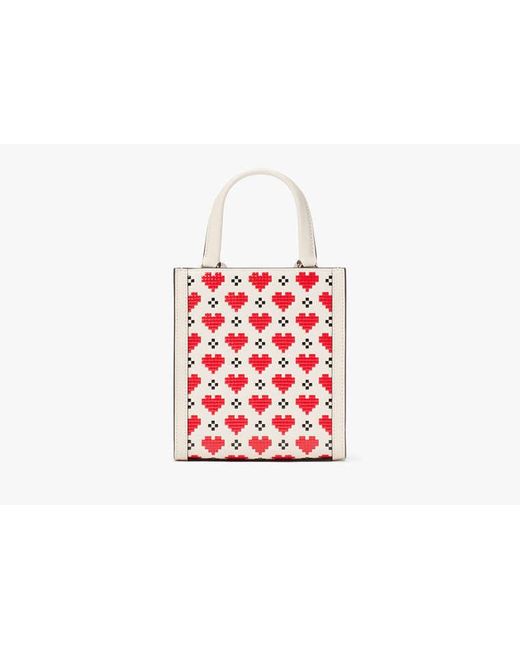 Kate Spade Black Manhattan Pixel Hearts Mini Tote