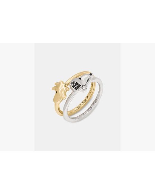 Kate Spade Black Snoopy Ring Set