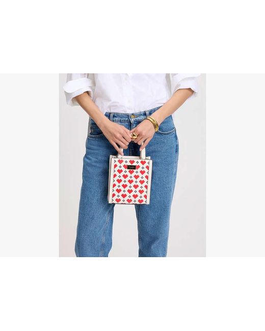 Kate Spade Black Manhattan Pixel Hearts Mini Tote
