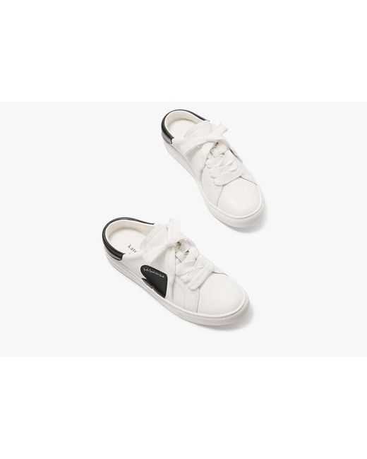 Kate Spade Black Charli Smooth Leather Mule Sneaker, Optic