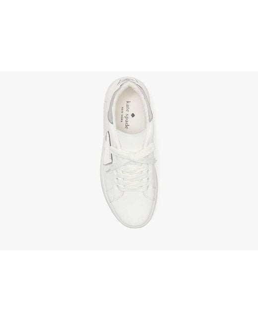Kate Spade White Charli Lace Up Sneaker, Optic