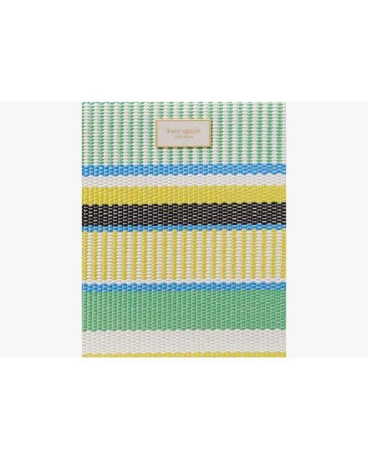 Kate Spade Green Manhattan Striped Woven Straw Small Tote