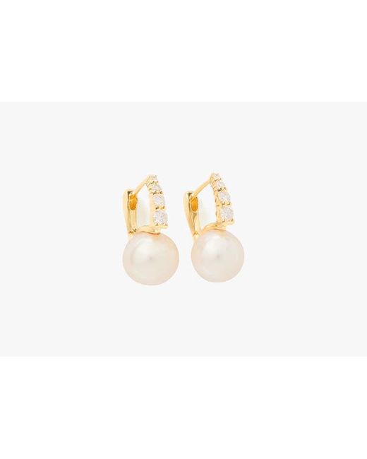 Kate Spade White Kate Spade Fine Meant To Be Pearl & Diamond Huggies