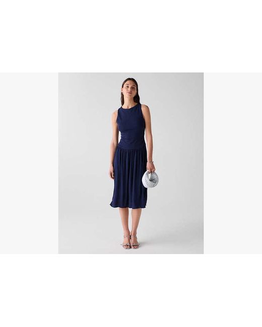 Kate Spade Blue Drapey Cross-Back Midi Dress