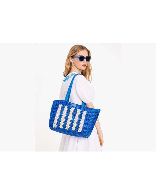 Kate Spade Eden Striped Crochet Large Tote, Bluecolor