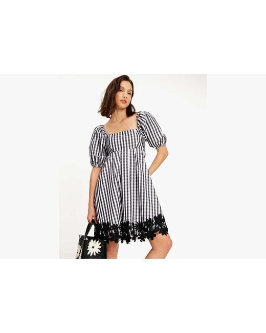 Kate Spade Black Spring Gingham Puff Sleeve Dress