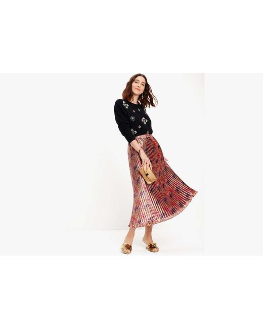 Kate Spade Black Winter Chrysanthemum Pleated Skirt