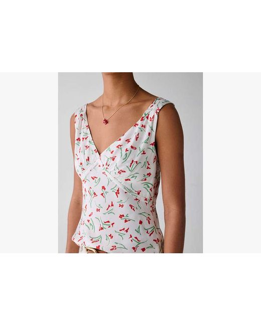 Kate Spade White Vibrant Buds Slip Tank