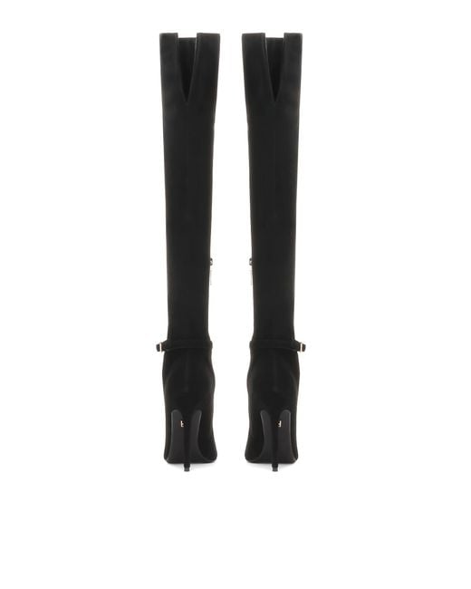 Bottes En Daim Au Genou Sur Un Haut Talon Aiguille Kazar en coloris Black