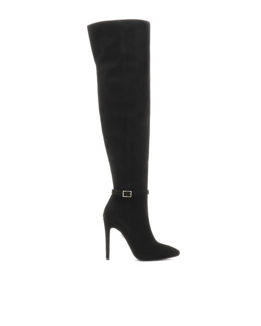 Bottes En Daim Au Genou Sur Un Haut Talon Aiguille Kazar en coloris Black