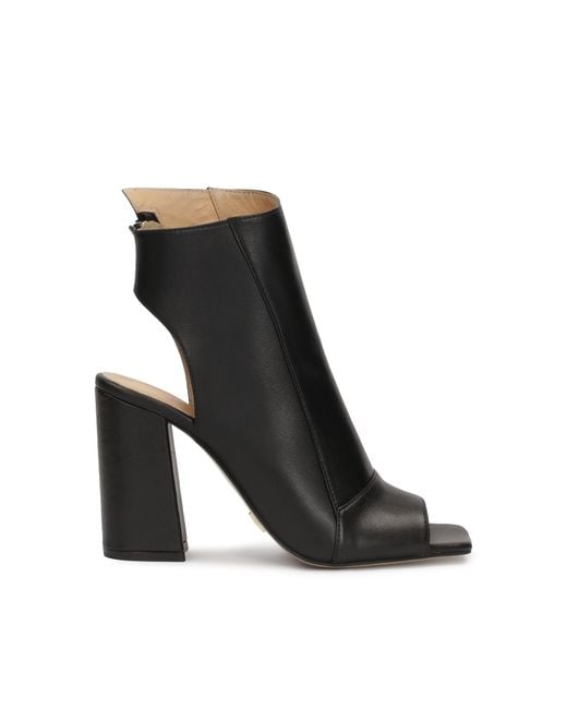Kazar Black Peep-Toe-Stiefel Aus Leder Mit Offener Zehenpartie Und Absatz