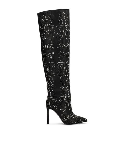 Mousquetaires En Cuir À Motifs De Rivets Kazar en coloris Black