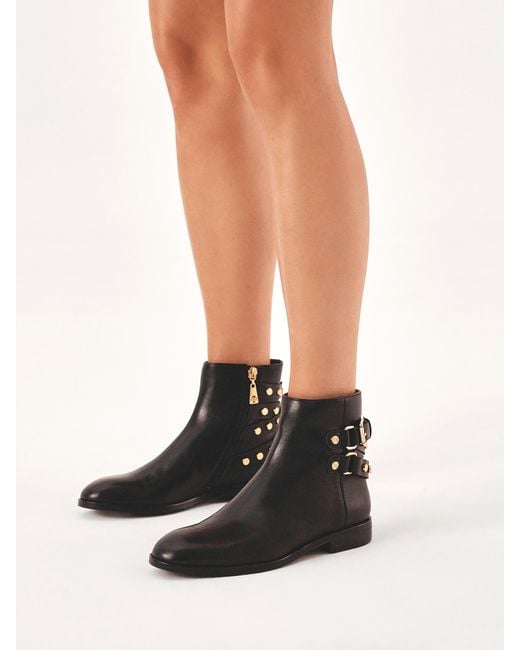 Kazar Black Schwarze Stiefel Mit Strasssteinen Auf Flacher Sohle