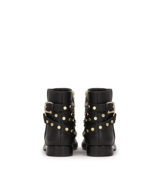 Kazar Black Schwarze Stiefel Mit Strasssteinen Auf Flacher Sohle