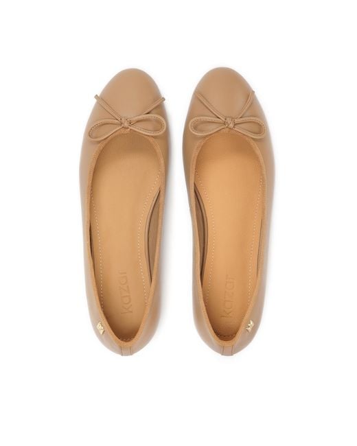 Ballerines Marron Clair À Nez Rond Kazar en coloris White