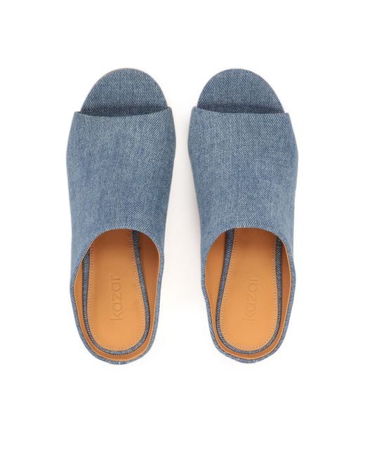 Kazar Blue Pantoletten Aus Blauem Denim Mit Ovalem Absatz