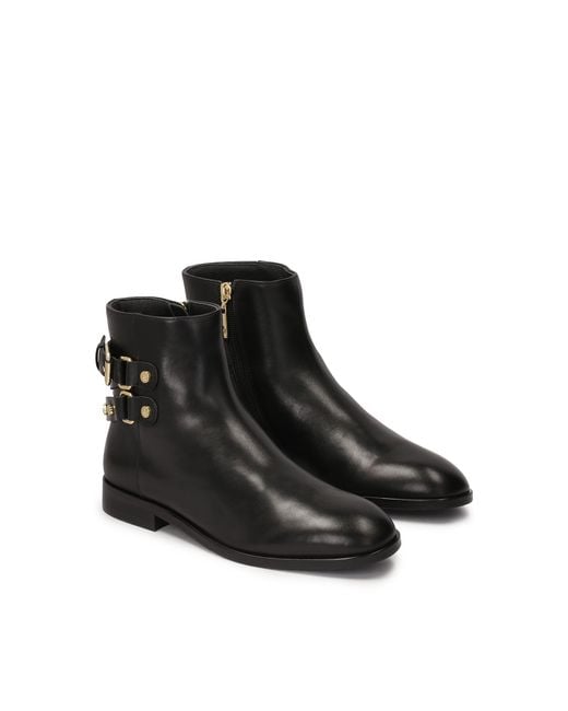 Kazar Black Schwarze Stiefel Mit Strasssteinen Auf Flacher Sohle
