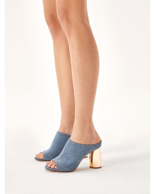 Kazar Blue Pantoletten Aus Blauem Denim Mit Ovalem Absatz
