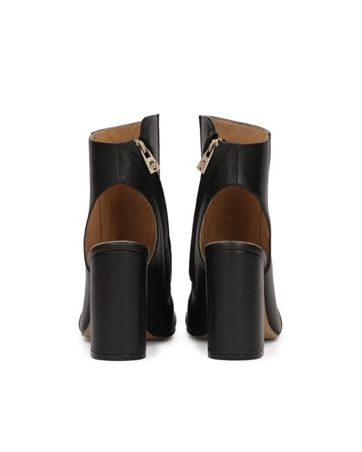 Kazar Black Peep-Toe-Stiefel Aus Leder Mit Offener Zehenpartie Und Absatz