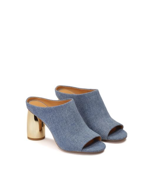 Kazar Blue Pantoletten Aus Blauem Denim Mit Ovalem Absatz