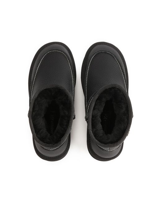Kazar Black Schneestiefel Aus Schwarzem Leder Mit Weißen Fäden