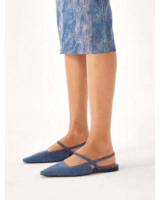 Escarpins Plats En Denim Avec Nez Allongé Kazar en coloris Blue