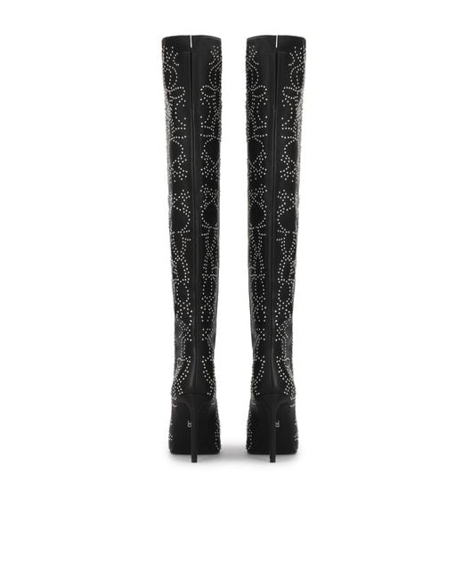 Mousquetaires En Cuir À Motifs De Rivets Kazar en coloris Black