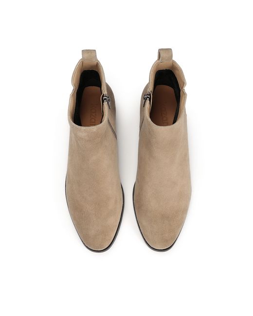 Kazar Natural Stiefel Mit Flachem Absatz Aus Wildleder
