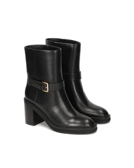 Kazar Black Schlupfstiefel Aus Leder Mit Breitem Absatz