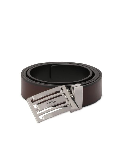 Cinturón De Cuero De Doble Cara Con Hebilla Grande Kazar de hombre de color Black
