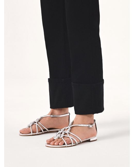 Sandales Plates Argentées À Lanières Entrelacées Kazar en coloris White