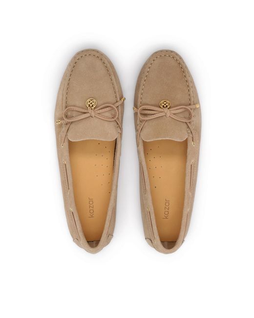 Kazar White Nubuk Mokassins Für Damen Mit Schleife Und Monogramm Von