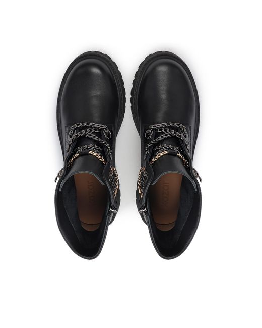 Kazar Black Schwarze Lederstiefeletten Mit Ketten Auf Erhöhter Sohle