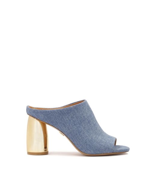 Kazar Blue Pantoletten Aus Blauem Denim Mit Ovalem Absatz