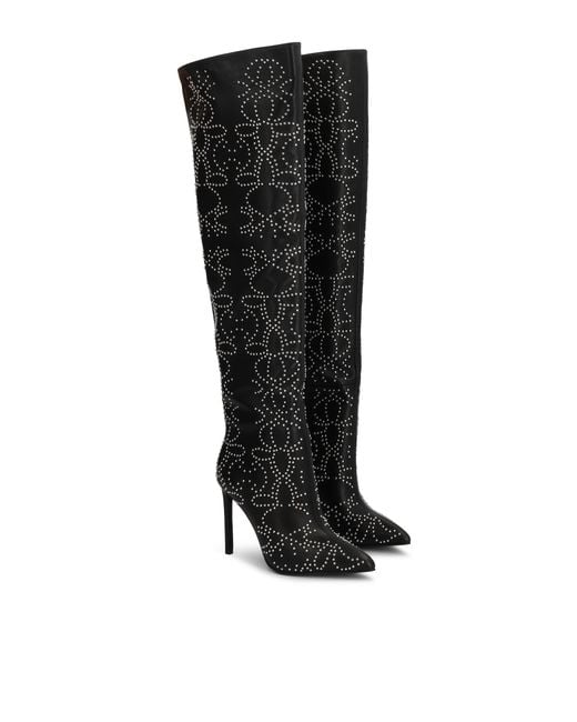 Mousquetaires En Cuir À Motifs De Rivets Kazar en coloris Black