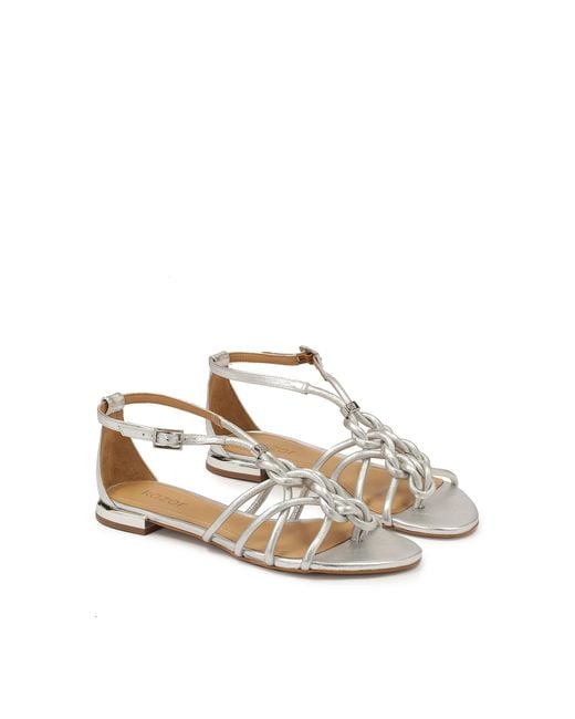 Sandales Plates Argentées À Lanières Entrelacées Kazar en coloris White
