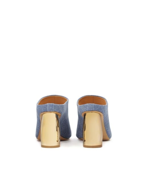 Kazar Blue Pantoletten Aus Blauem Denim Mit Ovalem Absatz