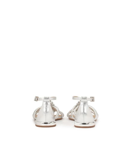 Sandales Plates Argentées À Lanières Entrelacées Kazar en coloris White