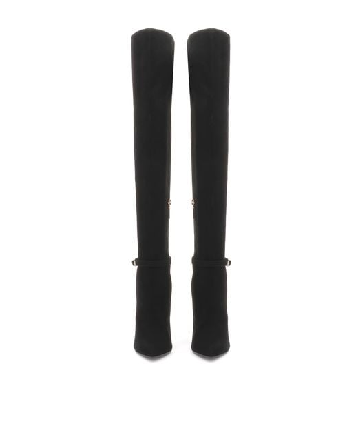 Bottes En Daim Au Genou Sur Un Haut Talon Aiguille Kazar en coloris Black