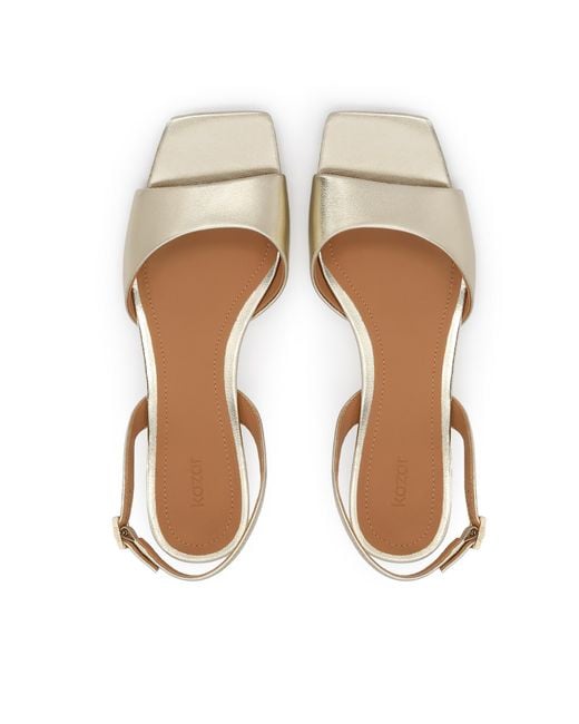 Kazar White Goldene Sandalen Mit Niedrigem Absatz Aus Naturleder