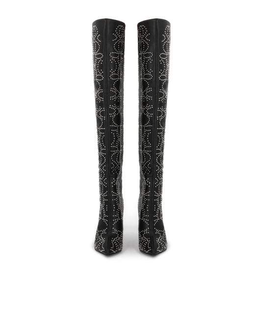 Mousquetaires En Cuir À Motifs De Rivets Kazar en coloris Black