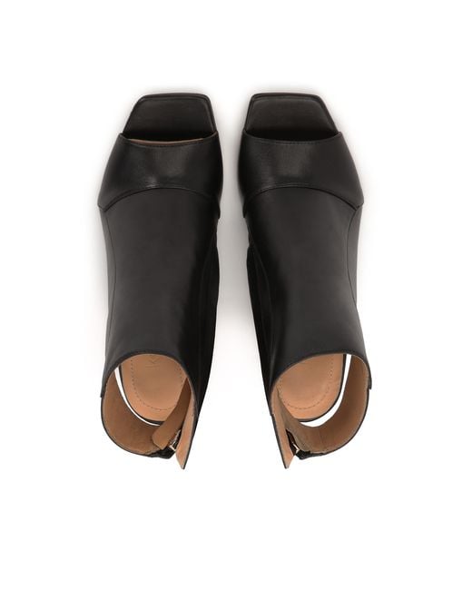 Kazar Black Peep-Toe-Stiefel Aus Leder Mit Offener Zehenpartie Und Absatz