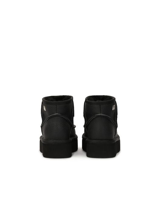 Kazar Black Schneestiefel Aus Schwarzem Leder Mit Weißen Fäden