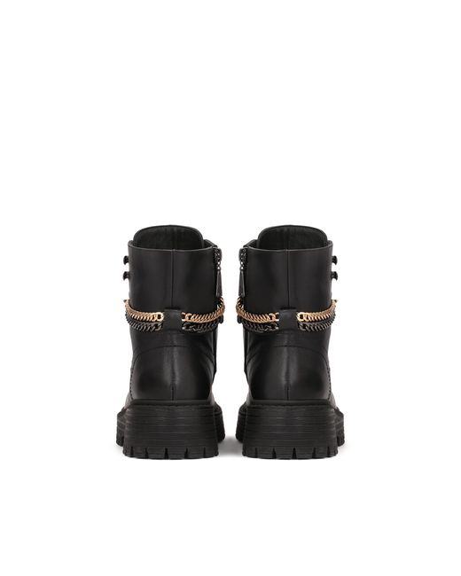 Kazar Black Schwarze Lederstiefeletten Mit Ketten Auf Erhöhter Sohle