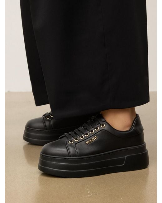 Kazar Black Turnschuhe Aus Leder Mit Dicker Gerader Sohle