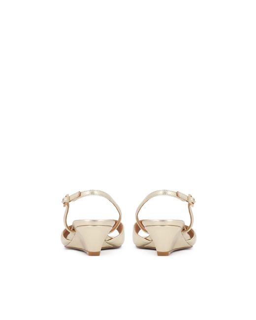 Kazar White Goldene Sandalen Mit Niedrigem Absatz Aus Naturleder